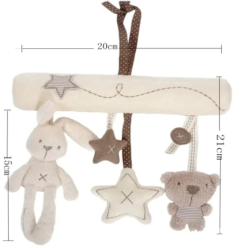 Hanging Baby Crib Toy with Rattle – Bunny & Bear Plush