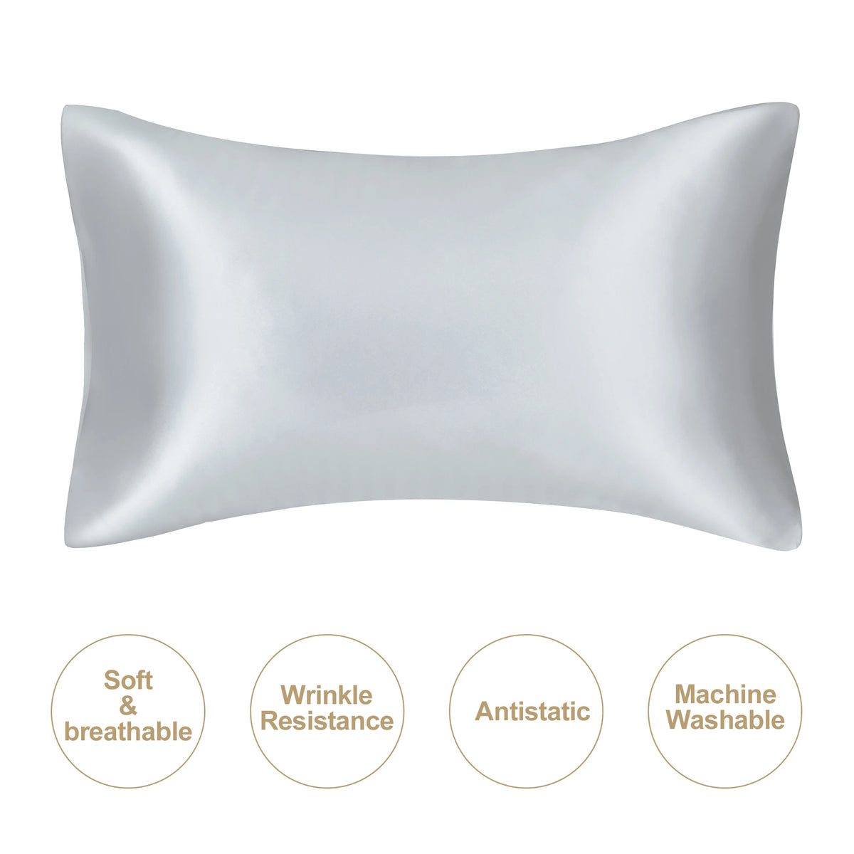 Satin Pillowcase, Polyester Decorative Pillowcase for Bed