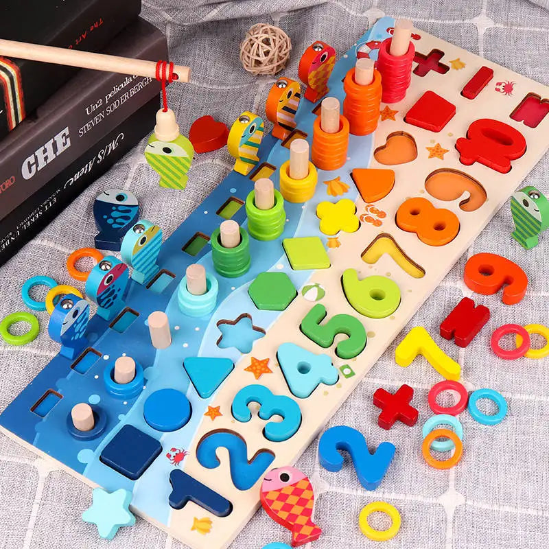Montessori Learning Toy – Wooden Shape Matching & Math Game