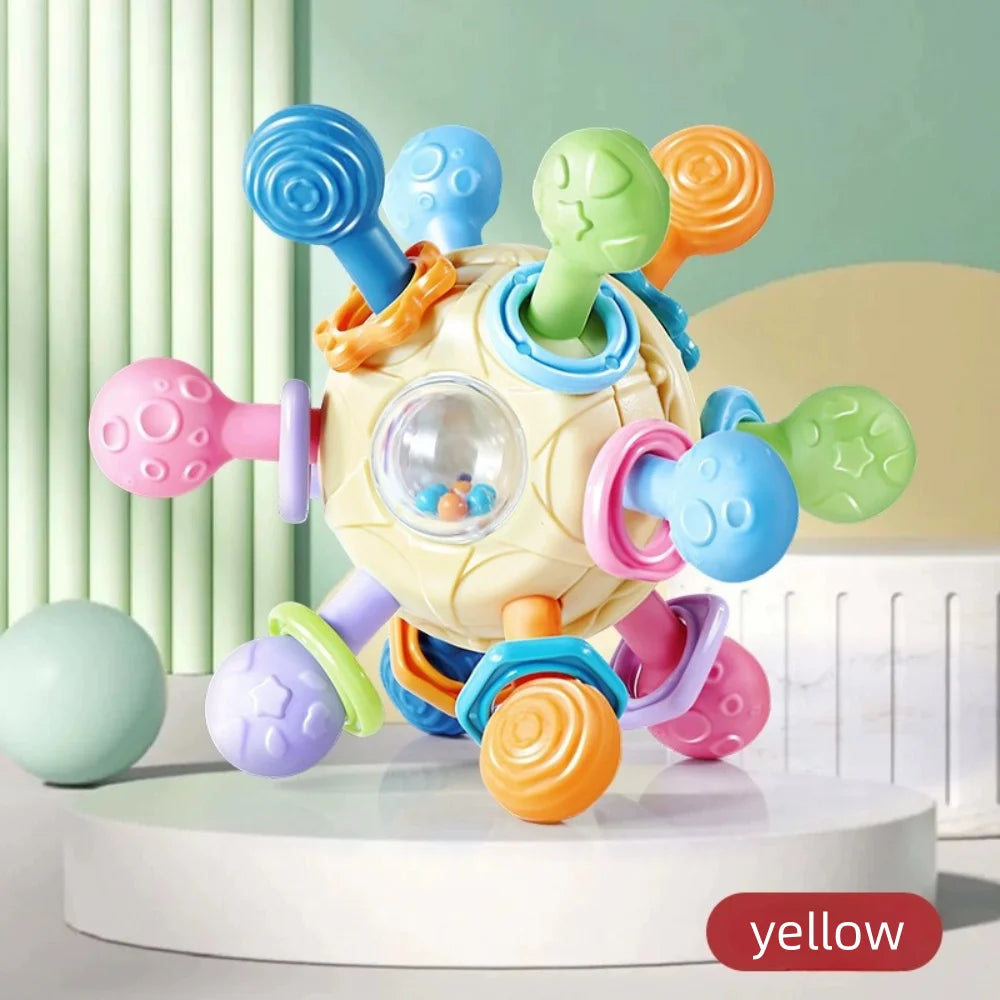 Baby Silicone Teether Grasping Ball – 3-in-1 Rattle Toy