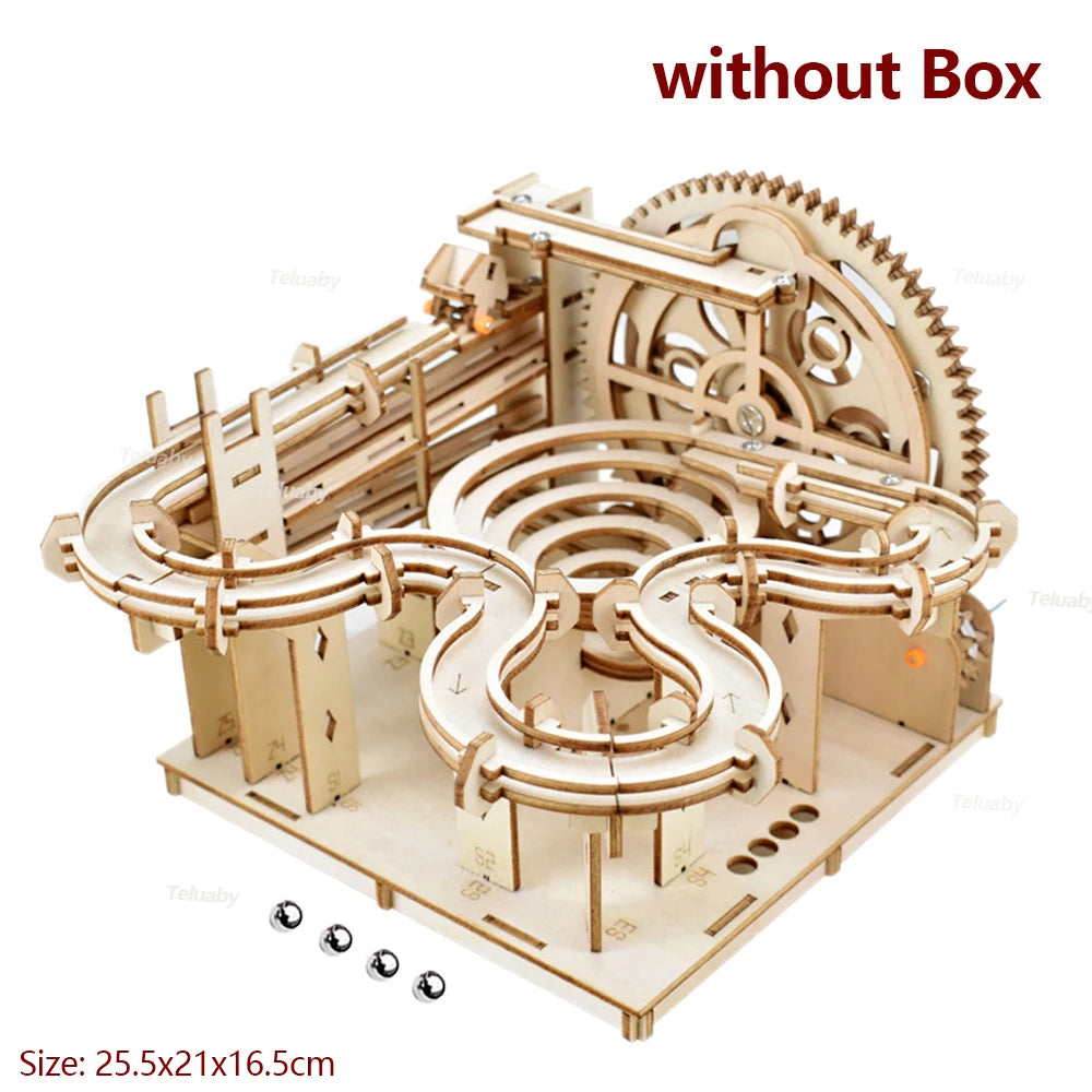 Wooden Marble Run 3D Puzzle DIY Mechanical Model Building Kit