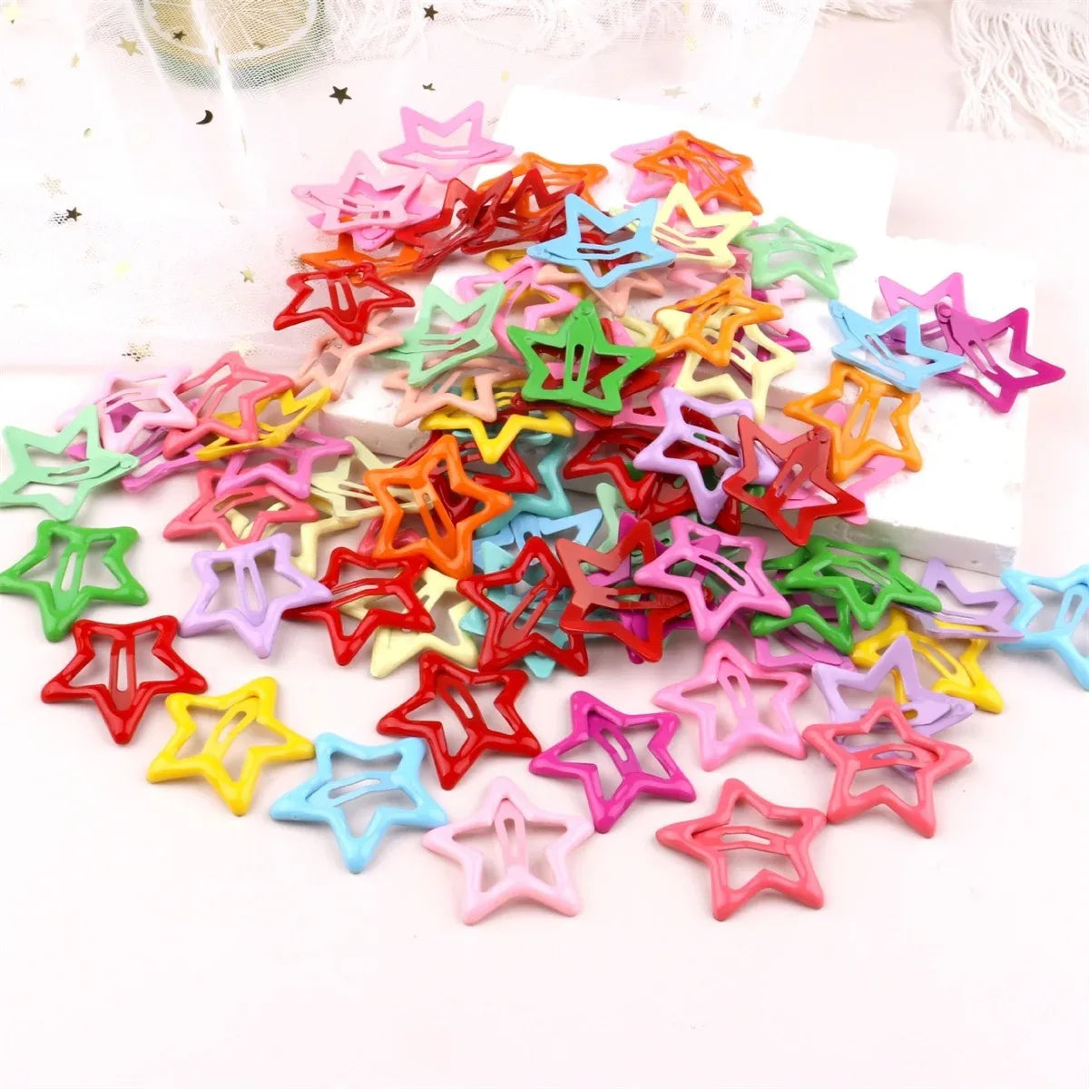 Colorful Star Hair Clips for Girls Metal Snap Barrette Set