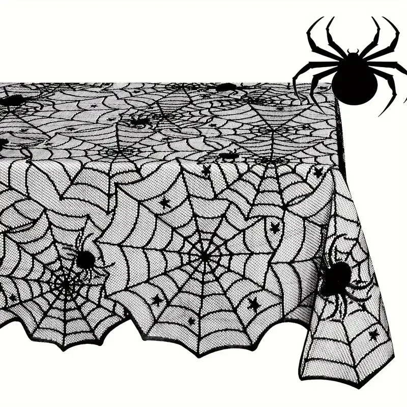 Halloween Spider Web Table Runner – Black Tablecloth Decor