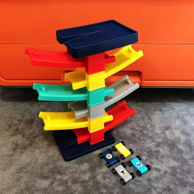 Race Track Ramp Toy – Gliding Car Rail Set for Kids