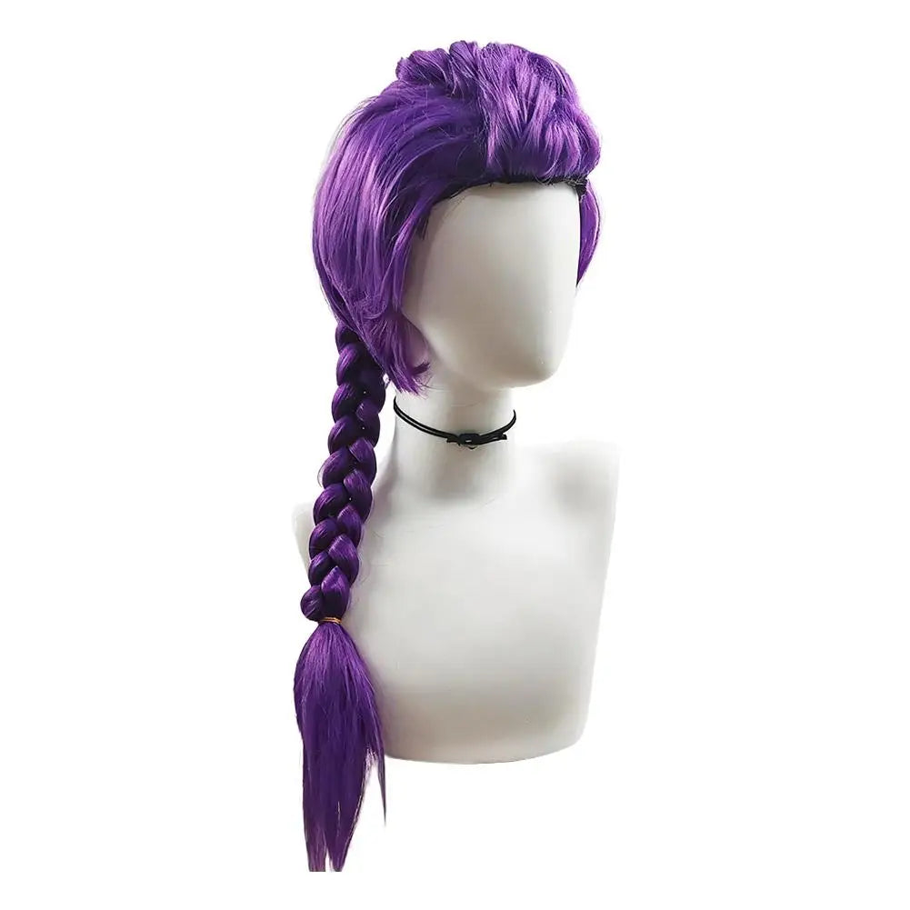 Purple Braided Children's Wig – Long Ponytail Costume Wig