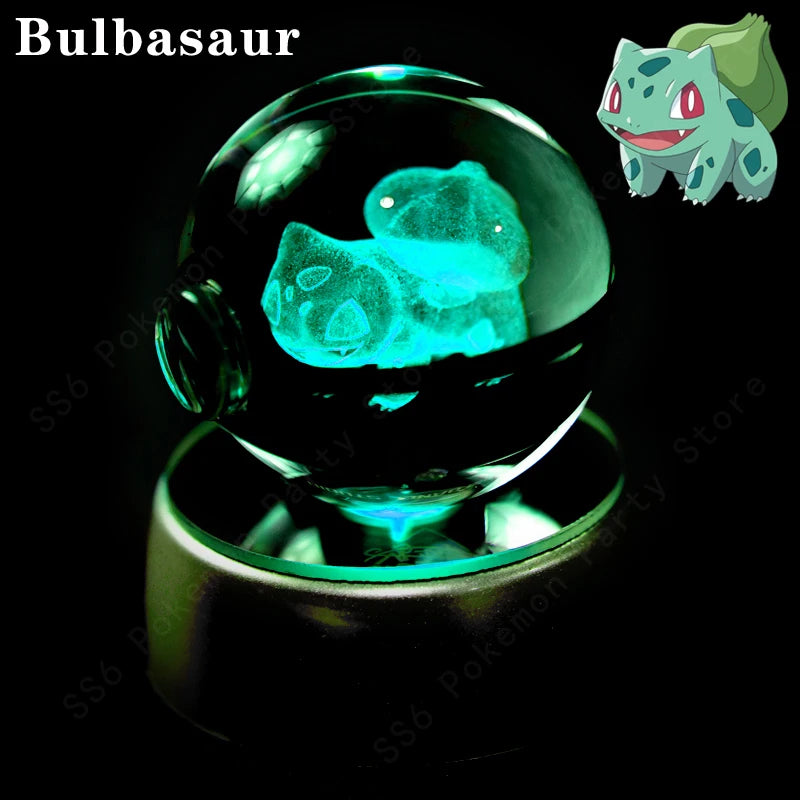 3D Crystal Ball Night Light – LED Glass Lamp with Colorful Base