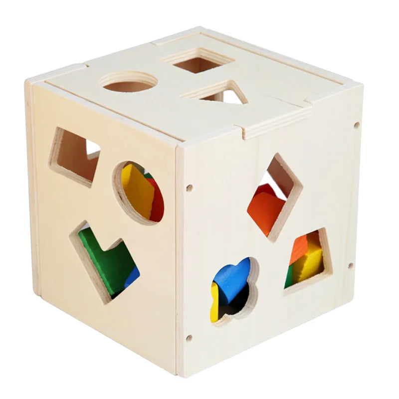 Wooden Shape Puzzle Box – Montessori 3D Geometric Matching Toy