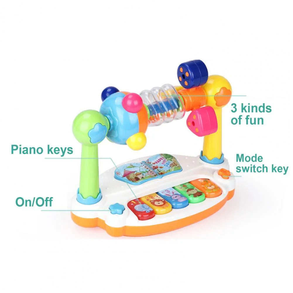 Baby Piano Toy with Rotating Music, Lights and Sounds for Toddlers