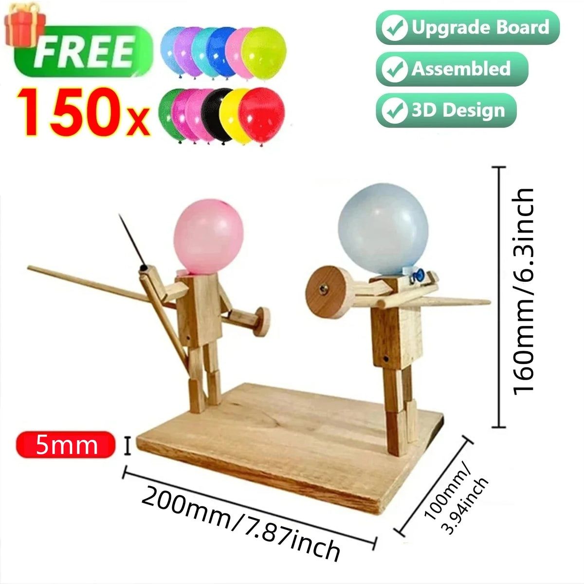 Wooden Battle Game Two-Player Fencing Toy for Kids