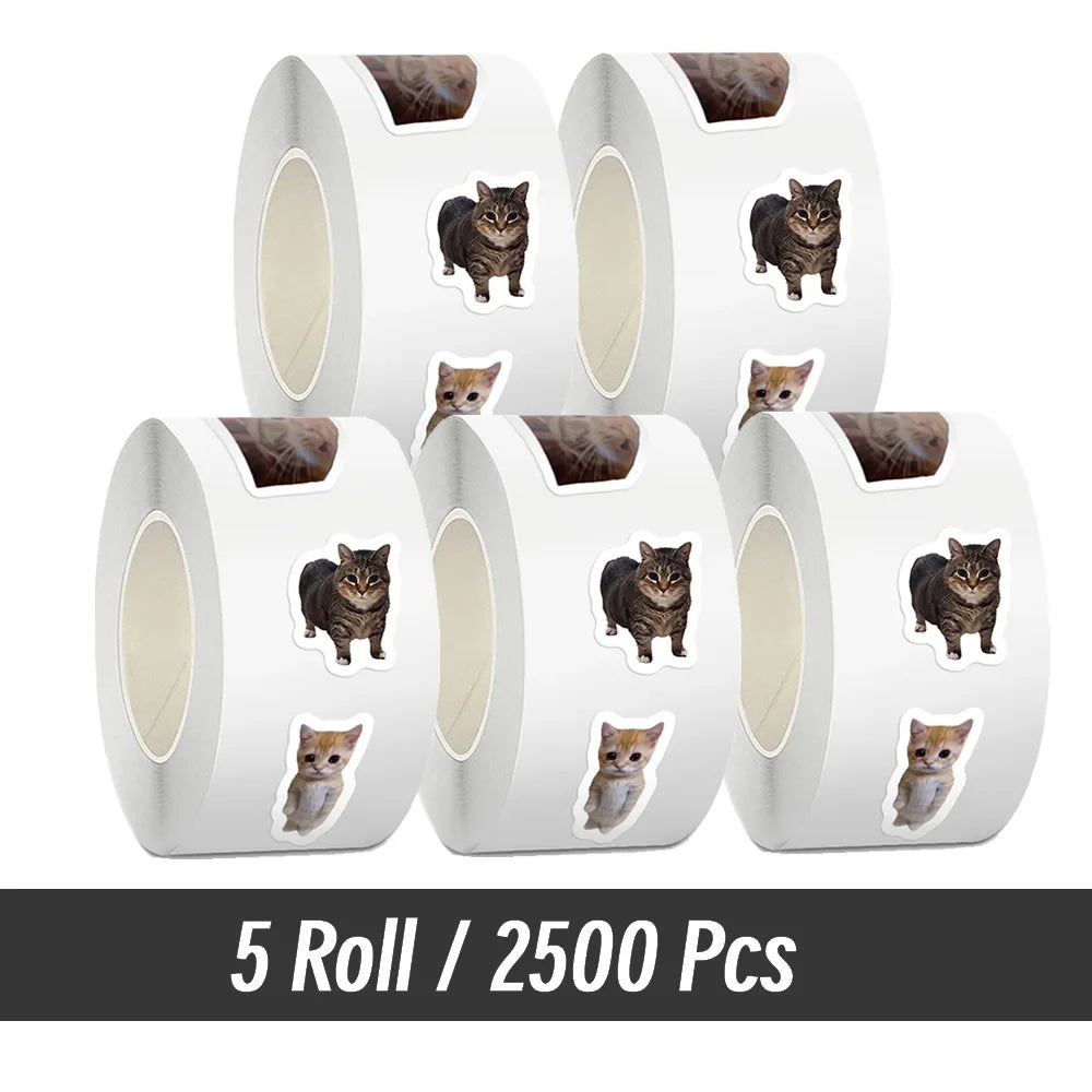 500pcs/roll Cartoon Meme Cat Stickers For School Reward Stickers Classroom Decoration Encouragement Sticker For Student Teacher