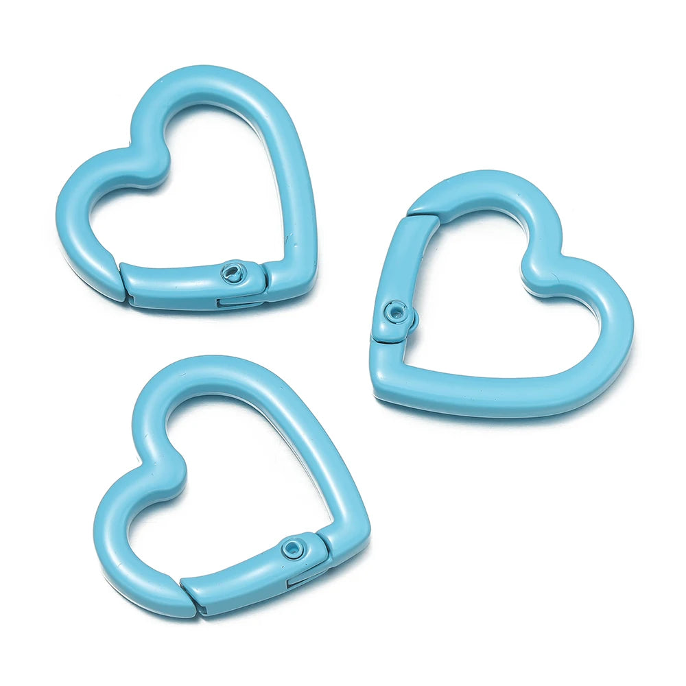 Heart Carabiner Keychain Clip, Metal Spring Clasp for DIY Crafts
