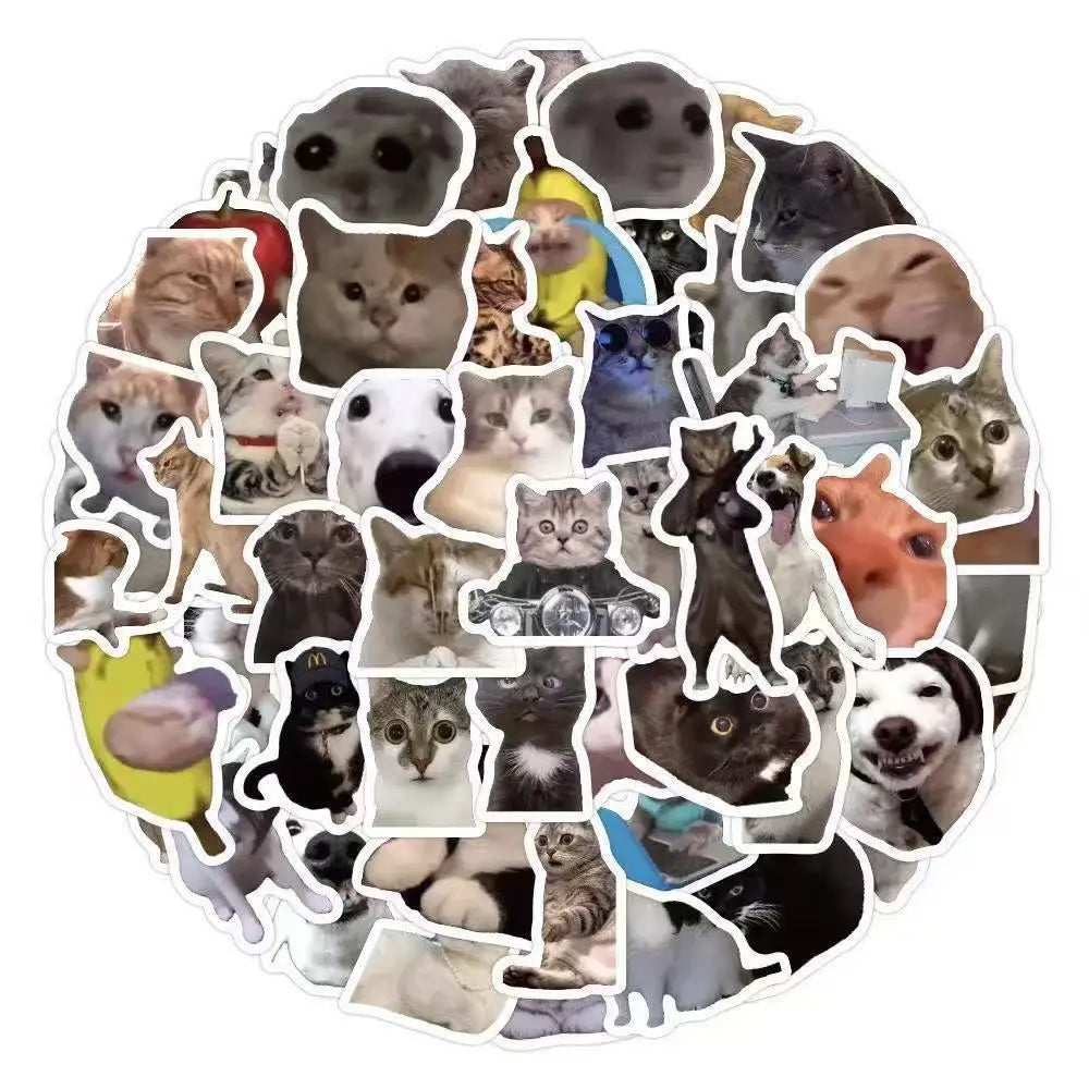 100pcs Funny Cute Cat MEME Animals Stickers Kawaii Decals Scrapbooking Notebook Luggage Laptop Skateboard Sticker Toy