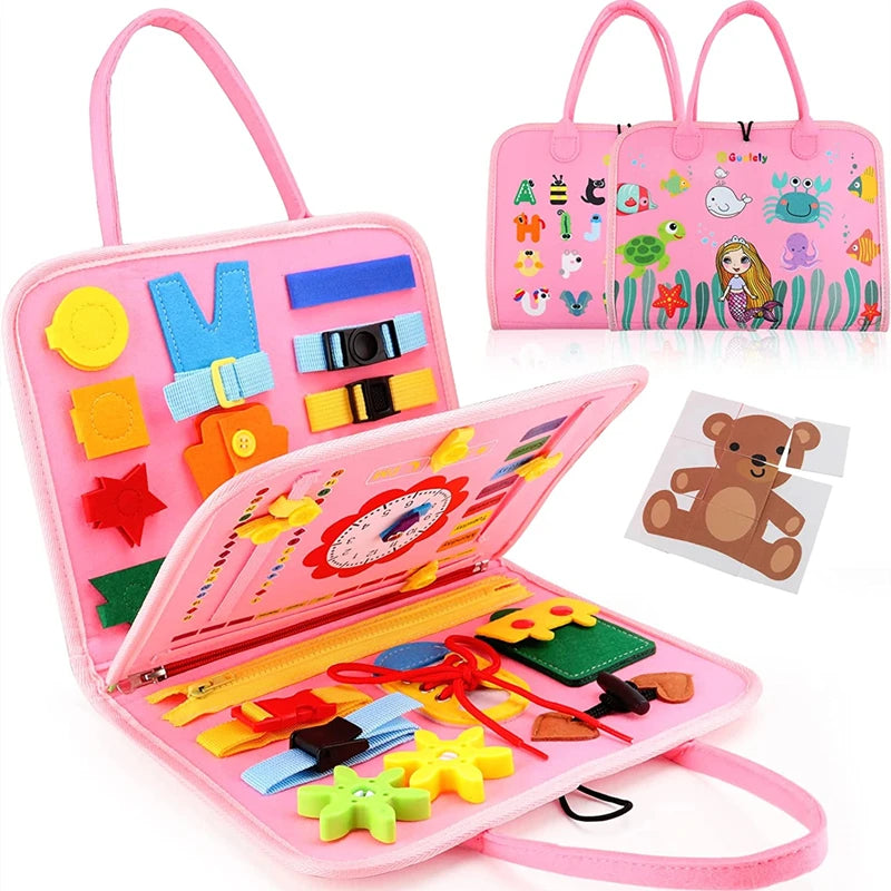 Montessori Busy Board – Toddler Sensory Activity & Learning Toy