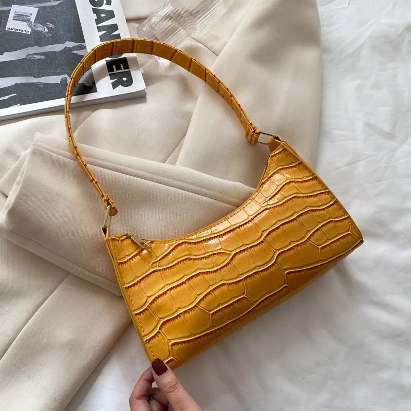 Women’s Shoulder Bag – Soft PU Baguette Handbag with Zipper