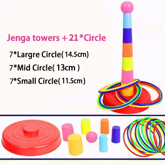 Children Throw Circle Game Ferrule Stacked Toys Fun Indoor Outdoor Parent-Child Interactive Circle Layers Early Education Gift