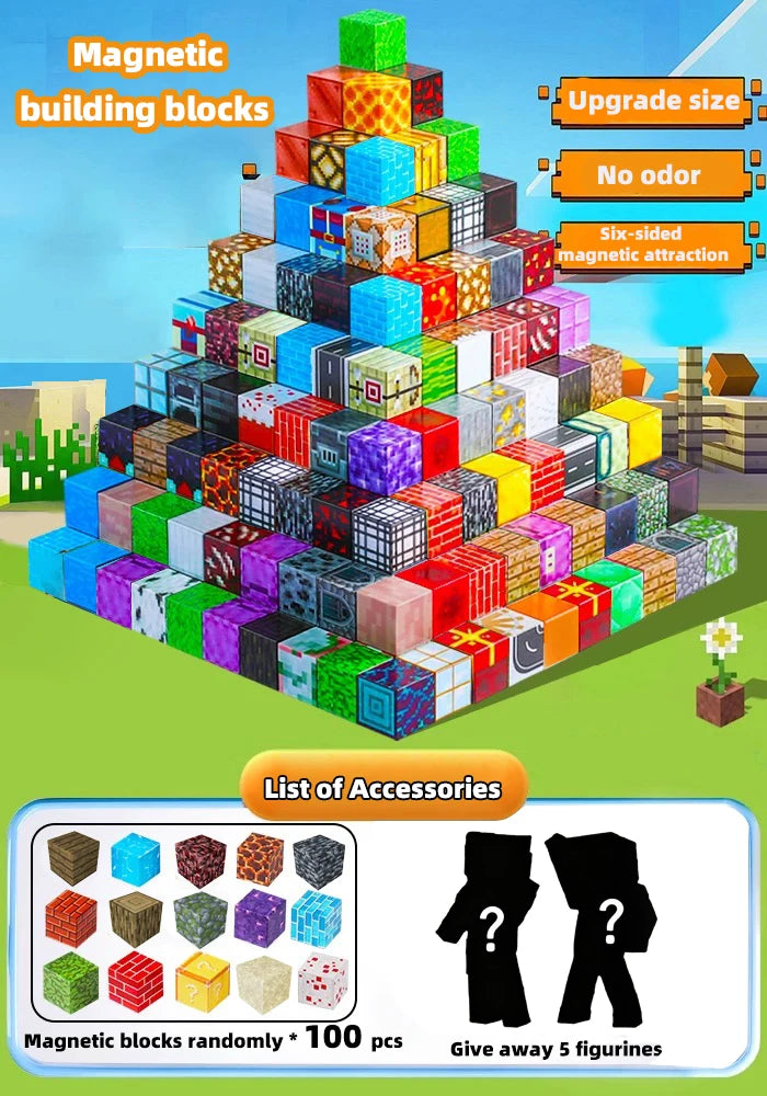 Magnetic Building Blocks Set for Kids DIY Construction Play