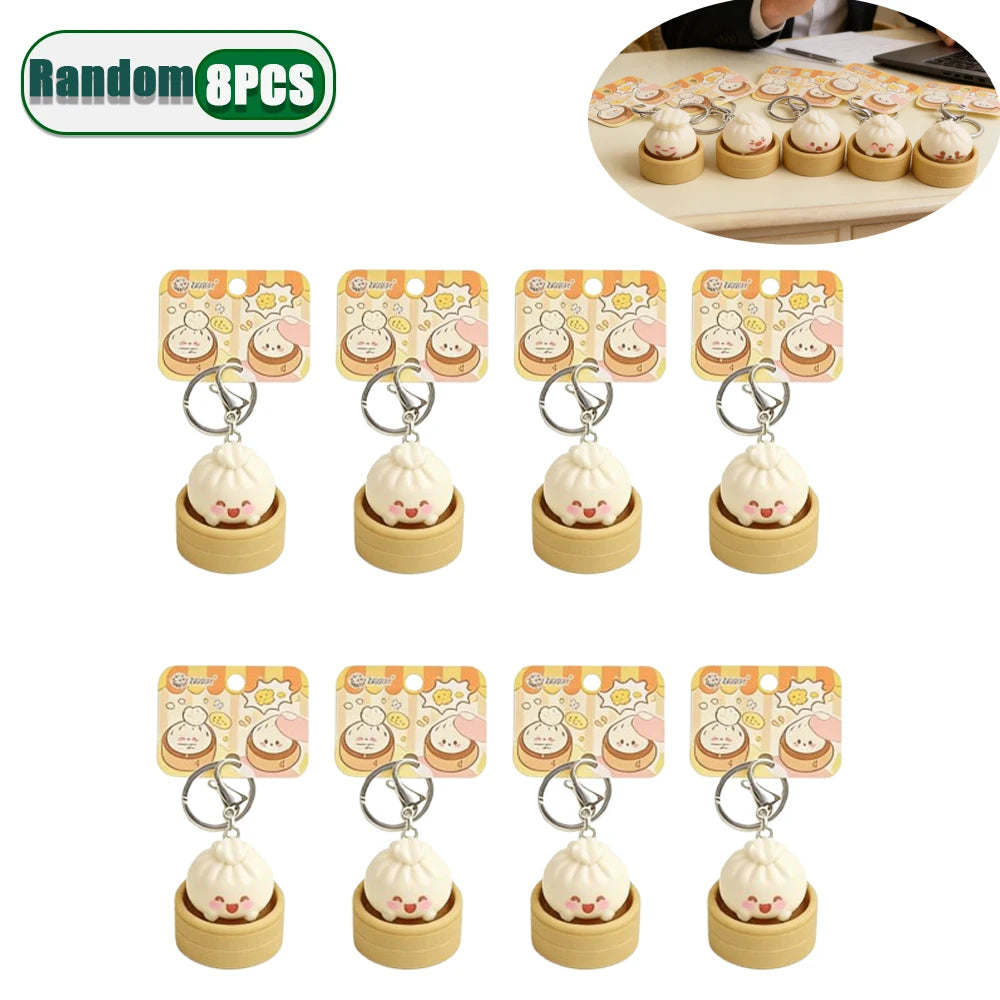 Steamed Bun Keychain Squeeze Fidget Toy Soft Food Shaped 1-8pcs