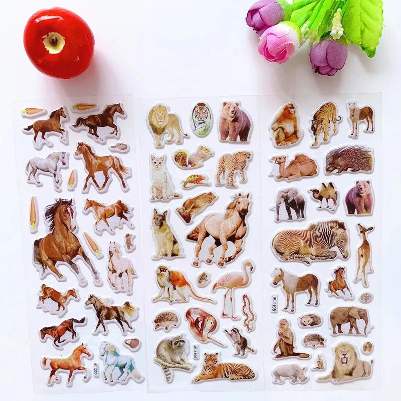 3D Puffy Stickers – Animal Sticker Sheets for Kids Crafts & Scrapbooking