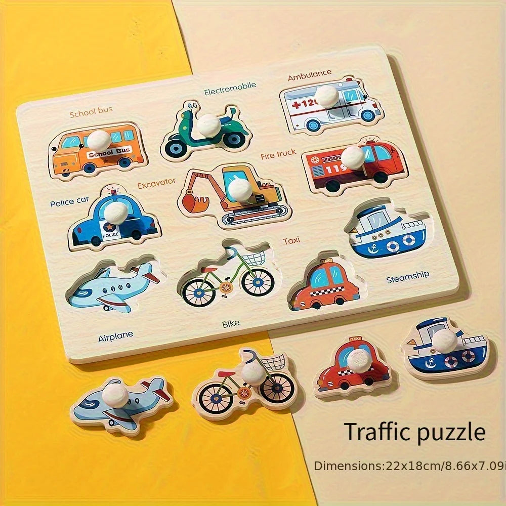 Wooden Shape Puzzle Board – Montessori Geometry Matching Toy