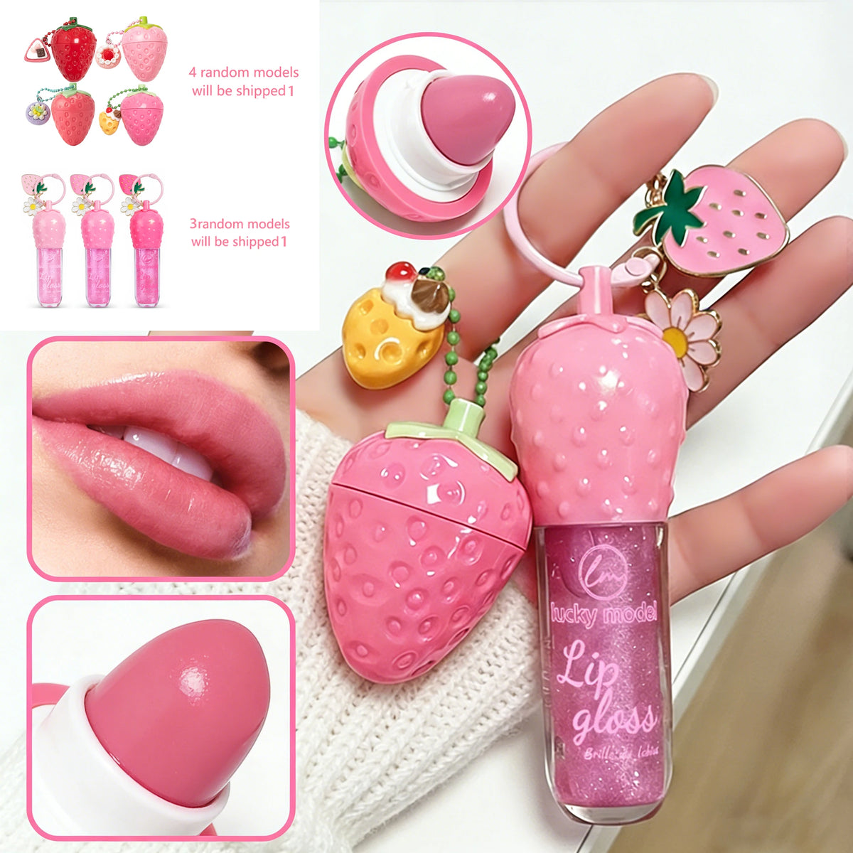 Strawberry Lip Gloss Moisturizing Hydrating Lip Balm 3.5g