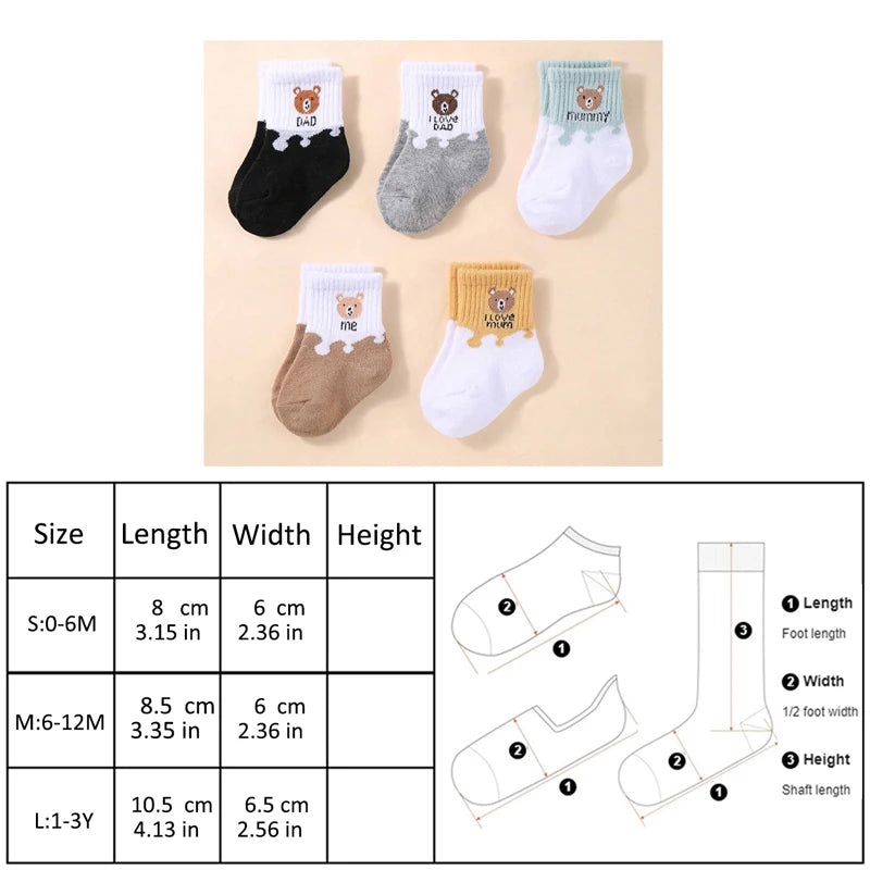 5 Pairs Baby Ankle Socks for Newborns and Toddlers