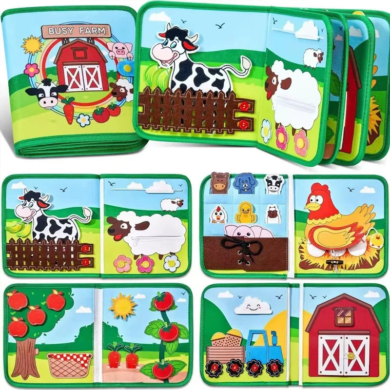 Montessori Busy Book – Farm Animal Activity Toy for Preschool Kids