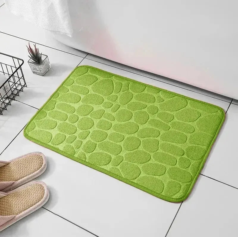 Anti Slip Bathroom Mat – Embossed Pebble Microfiber Floor Rug
