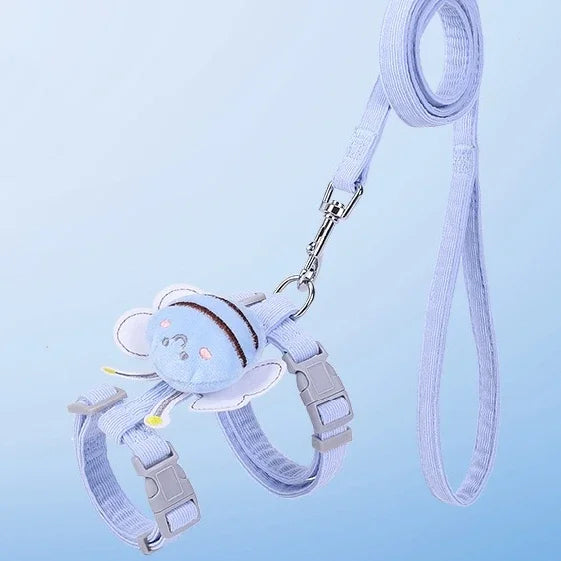 Cat Harness and Leash Set with Adjustable Collar for Outdoor Walking