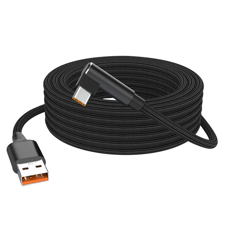 6A USB C Elbow Type C Fast Charge Cable 3m 5m Phone Extend Charging Cable for Samsung Huawei Xiaomi Oppo OnePlus VR Camera