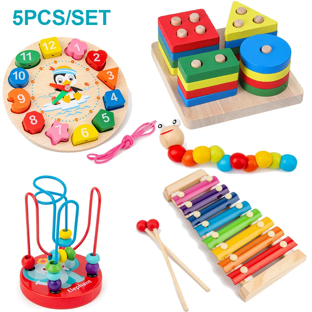 Montessori Wooden Toys – Educational Learning Set for Babies & Kids