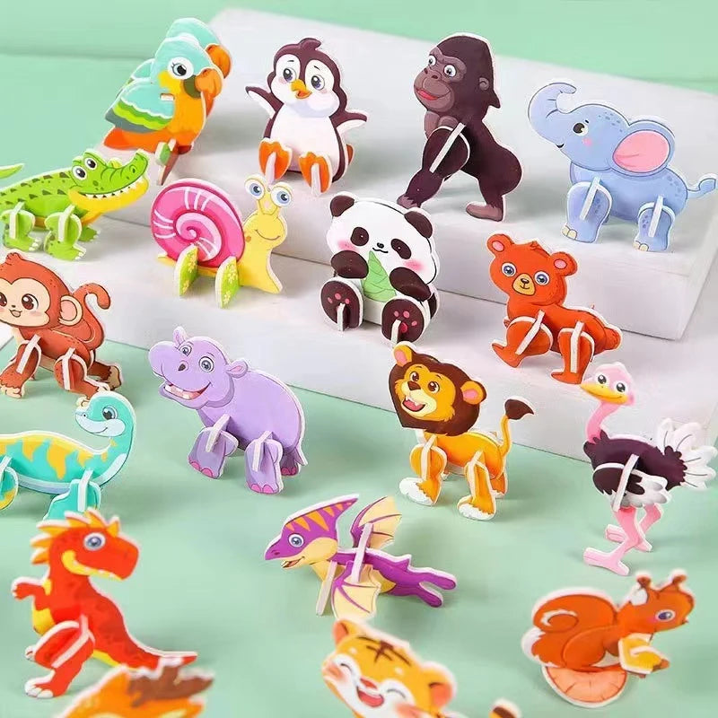 30-Piece 3D Puzzles for Kids with Animal and Vehicle Themes