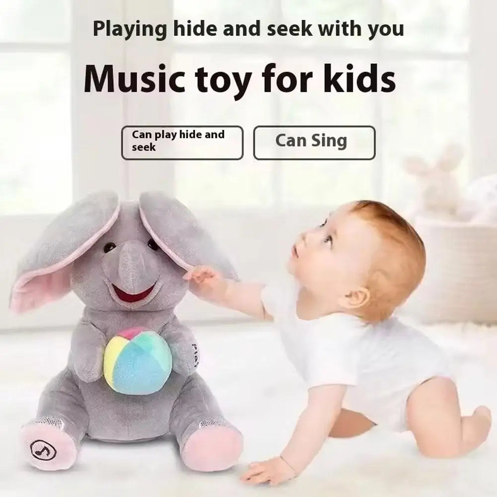 Hide and Seek Elephant Plush Toy Interactive Musical Peekaboo Toy