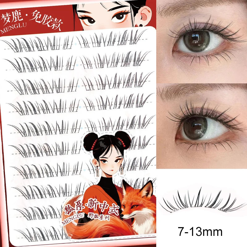No Glue Needed Idol False Eyelashes Large Capacity 7-9mm Self Adhesive Eyelashes tweezers DIY Lash Extension Cluster Lashes