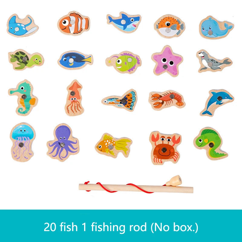 Magnetic Fishing Game for Kids – Wooden Marine Life Learning Toy