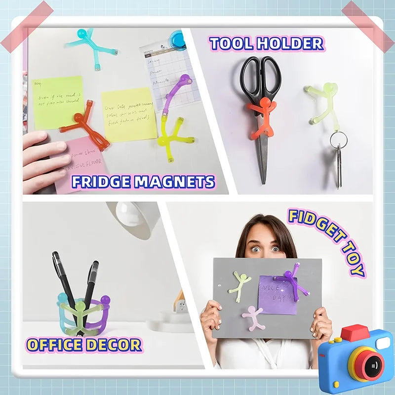 Human Shaped Fridge Magnets – 10-Piece Colorful Mini Man Set