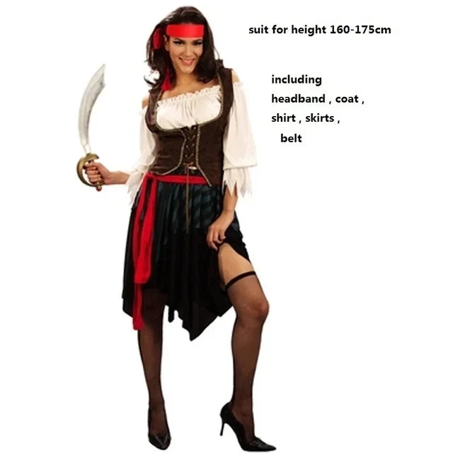 Adult Pirate Costume Unisex Cosplay Outfit – Halloween Carnival Set