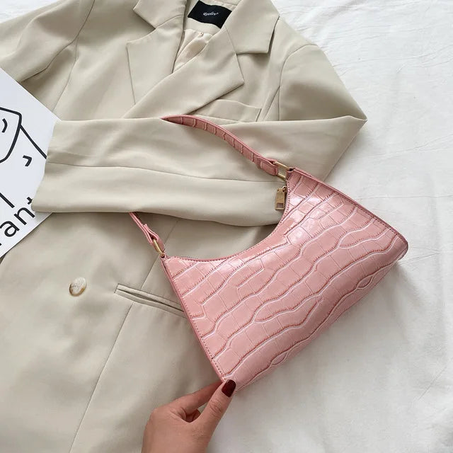 Women’s Shoulder Bag – Soft PU Baguette Handbag with Zipper