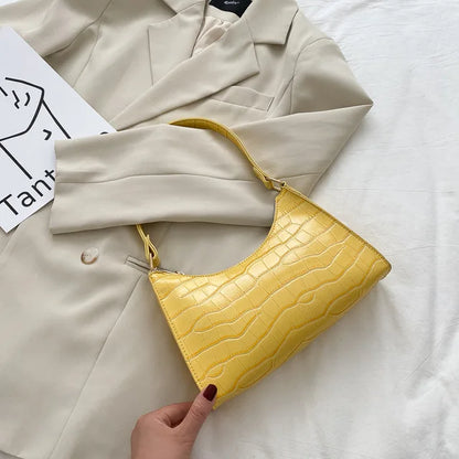 Women’s Shoulder Bag – Soft PU Baguette Handbag with Zipper