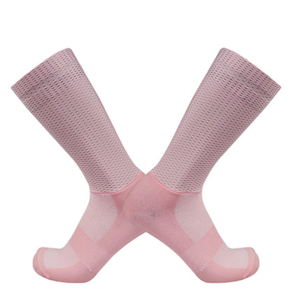 New Summer Aero Bike Team Cycling Socks Silica Gel Non-slip Breathable Pro Racing Sports Socks Men Women Calcetines Ciclismo