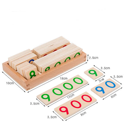Wooden Number Cards 1-9000 – Montessori Math Learning Set