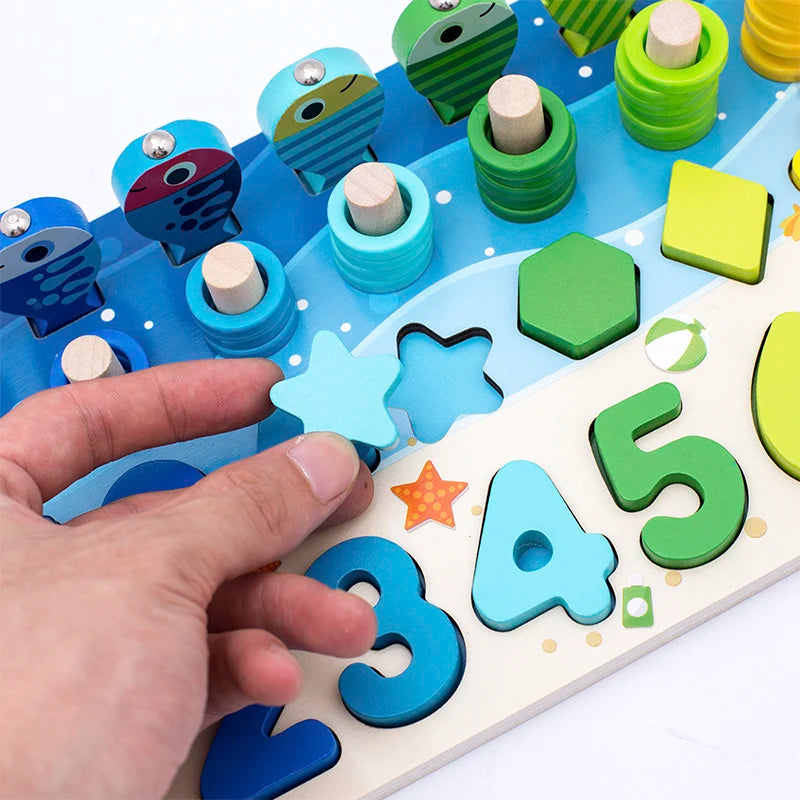 Montessori Learning Toy – Wooden Shape Matching & Math Game