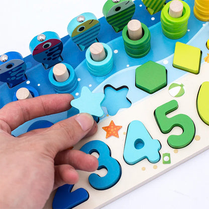 Montessori Learning Toy – Wooden Shape Matching & Math Game