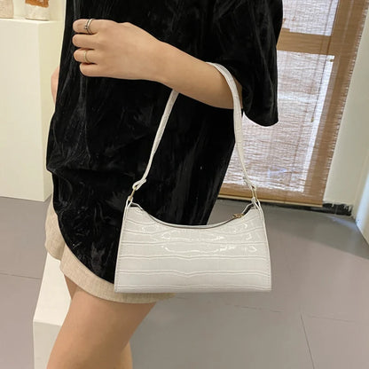 Women’s Shoulder Bag – Soft PU Baguette Handbag with Zipper