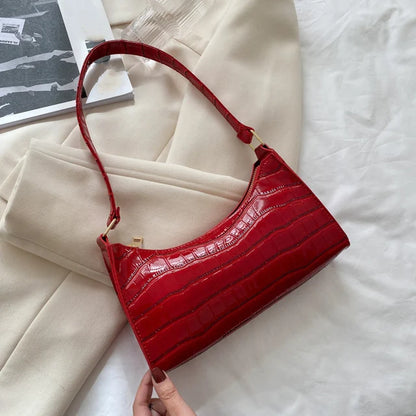 Women’s Shoulder Bag – Soft PU Baguette Handbag with Zipper