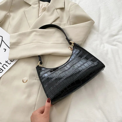 Women’s Shoulder Bag – Soft PU Baguette Handbag with Zipper