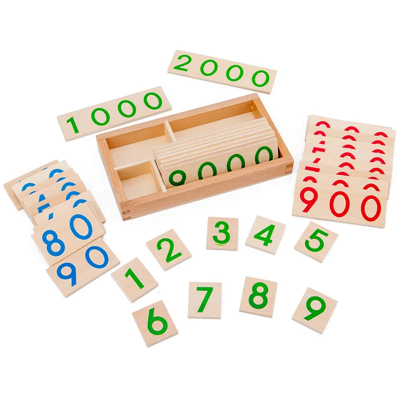 Wooden Number Cards 1-9000 – Montessori Math Learning Set