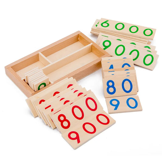 Wooden Number Cards 1-9000 – Montessori Math Learning Set