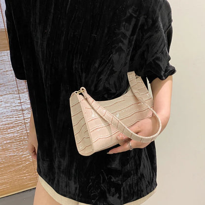 Women’s Shoulder Bag – Soft PU Baguette Handbag with Zipper