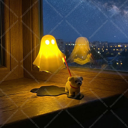 Cute Ghost LED Night Light with Dog Figure for Halloween Decor