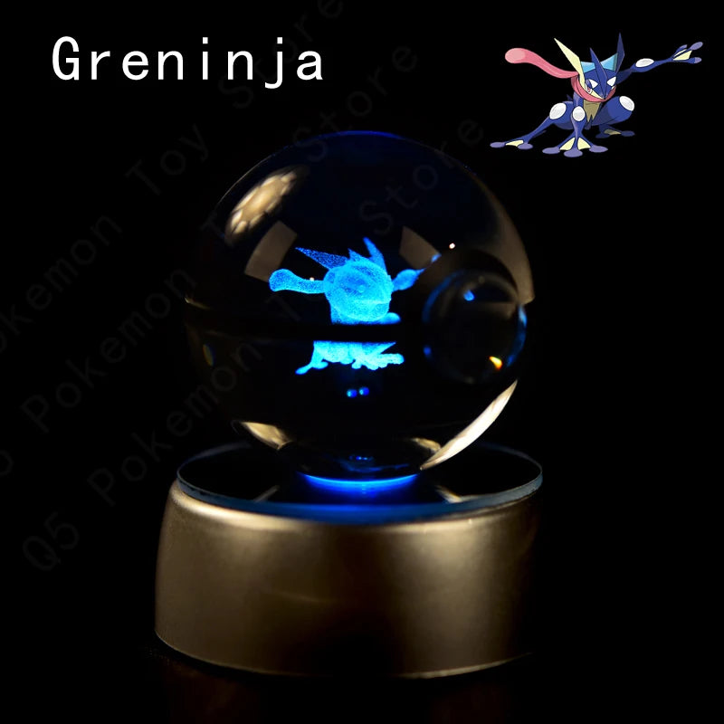 3D Crystal Ball Night Light – LED Glass Lamp with Colorful Base